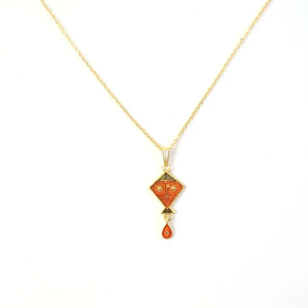 Gold_And_Orange_Brass_Pendant_Necklace_For_Women