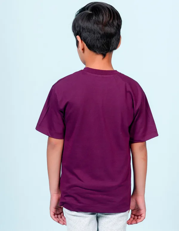 Wine_Solid_Round_Neck_Half_Sleeves_Oversized_T-Shirt_For_Boys