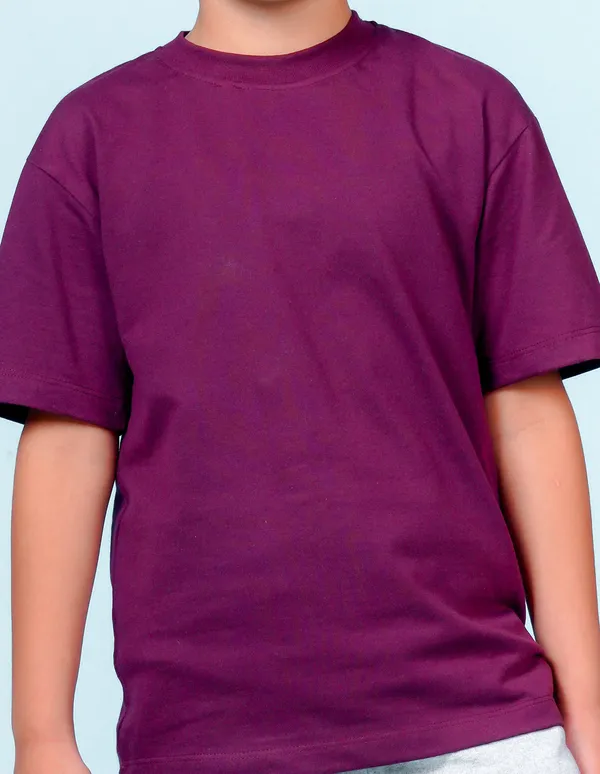 Wine_Solid_Round_Neck_Half_Sleeves_Oversized_T-Shirt_For_Boys