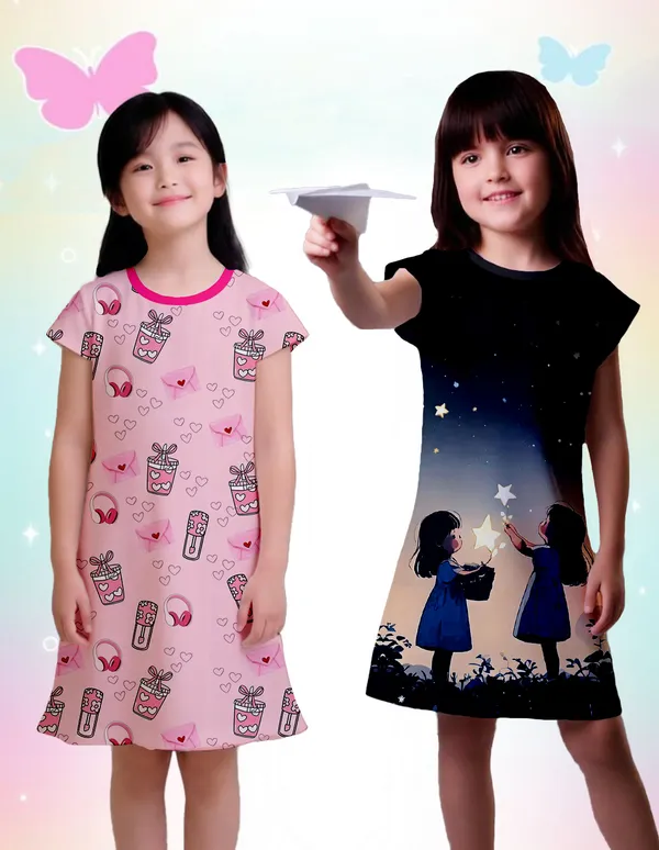 Nusyl_Girls_Black_&_Hot_Pink_Girls_Printed_Dresses_Pack_Of_2_Soft_&_Comfortable_Dresses_Cozy_Summer_Wear_For_Kids_&_Teen_Girls