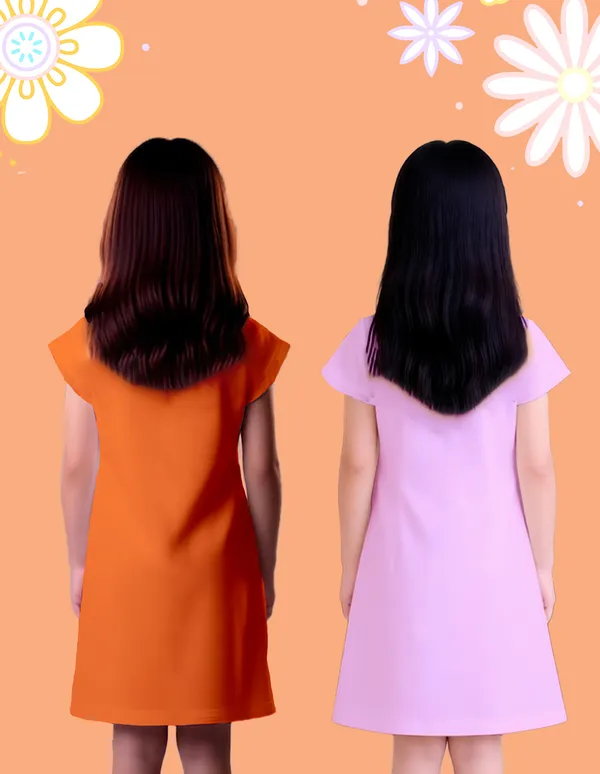 Nusyl_Girls_Orange_&_Lilac_Flower_Printed_&_Rabbit_Printed_Dresses_Pack_Of_2_Soft_&_Comfortable_Dresses_Cozy_Summer_Wear_For_Kids_&_Teen_Girls
