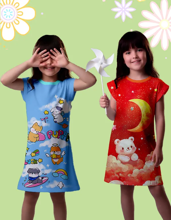 Nusyl_Girls_Sky_Blue_&_Orange_Dog_Printed_&_Teddy_Printed_Dresses_Pack_Of_2_Soft_&_Comfortable_Dresses_Cozy_Summer_Wear_For_Kids_&_Teen_Girls