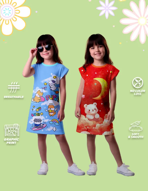 Nusyl_Girls_Sky_Blue_&_Orange_Dog_Printed_&_Teddy_Printed_Dresses_Pack_Of_2_Soft_&_Comfortable_Dresses_Cozy_Summer_Wear_For_Kids_&_Teen_Girls