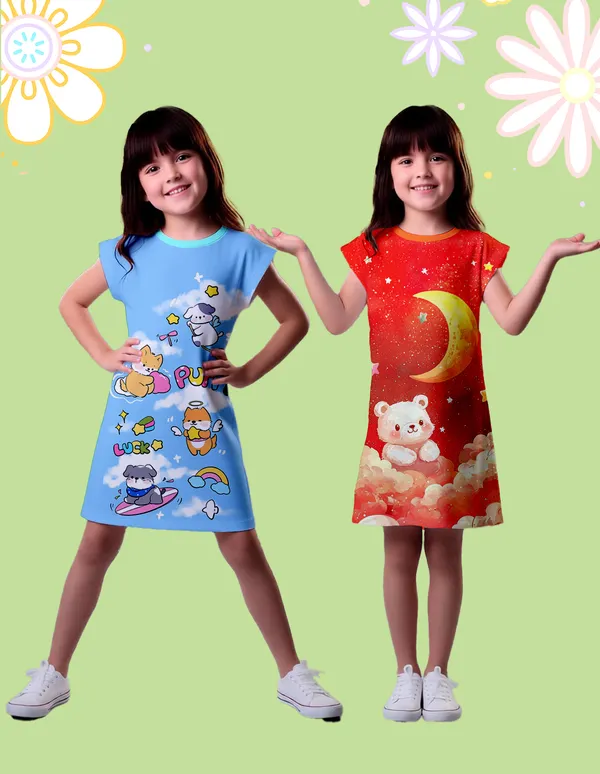 Nusyl_Girls_Sky_Blue_&_Orange_Dog_Printed_&_Teddy_Printed_Dresses_Pack_Of_2_Soft_&_Comfortable_Dresses_Cozy_Summer_Wear_For_Kids_&_Teen_Girls