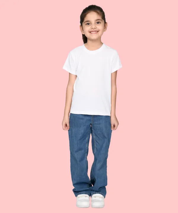 White_Solid_Round_Neck_Half_Sleeves_T-Shirt_For_Girls