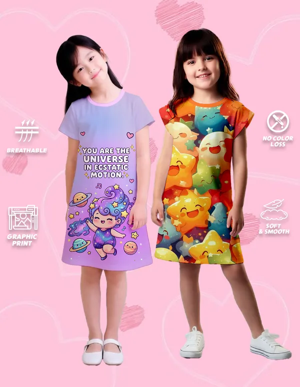 Nusyl_Girls_Orange_&_Lilac_Girl_Printed_&_Stars_Printed_Dresses_Pack_Of_2_Soft_&_Comfortable_Dresses_Cozy_Summer_Wear_For_Kids_&_Teen_Girls