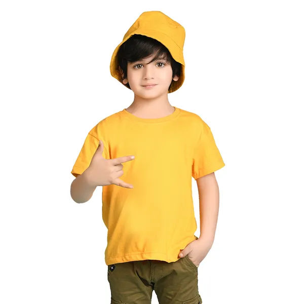 Yellow_Solid_Round_Neck_Half_Sleeves_Oversized_T-Shirt_For_Boys