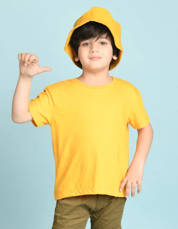 Yellow_Solid_Round_Neck_Half_Sleeves_Oversized_T-Shirt_For_Boys