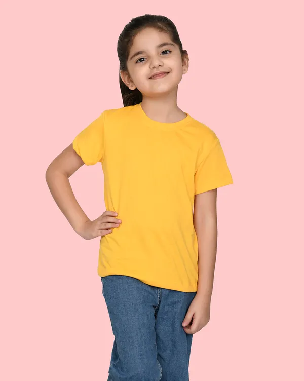 Yellow_Solid_Round_Neck_Half_Sleeves_T-Shirt_For_Girls