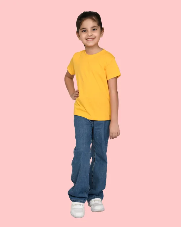 Yellow_Solid_Round_Neck_Half_Sleeves_T-Shirt_For_Girls