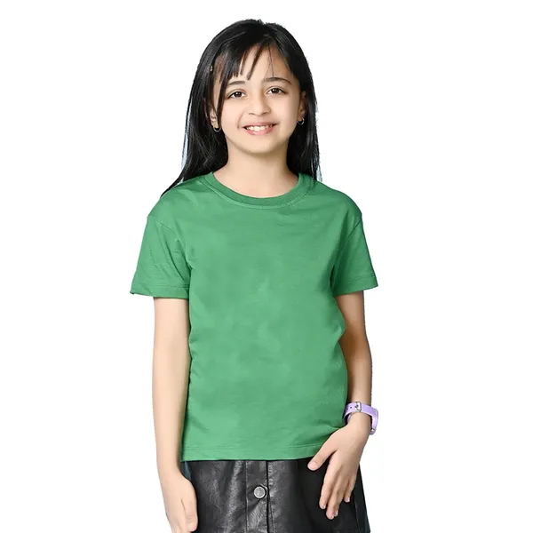 Green_Solid_Round_Neck_Half_Sleeves_Oversized_T-Shirt_For_Girls