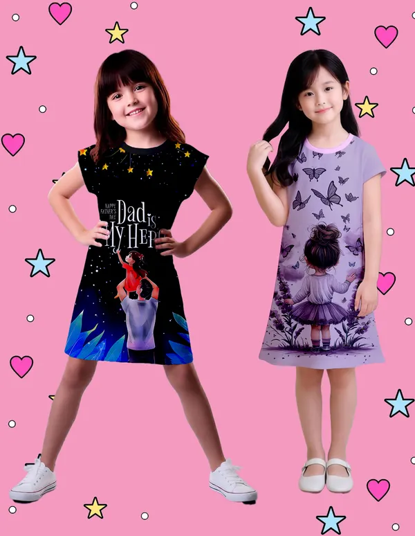 Nusyl_Girls_Black_&_Lilac_Girl_Printed_&_Dad_Text_Printed_Dresses_Pack_Of_2_Soft_&_Comfortable_Dresses_Cozy_Summer_Wear_For_Kids_&_Teen_Girls