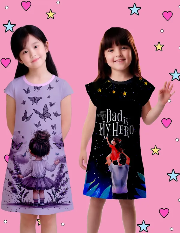 Nusyl_Girls_Black_&_Lilac_Girl_Printed_&_Dad_Text_Printed_Dresses_Pack_Of_2_Soft_&_Comfortable_Dresses_Cozy_Summer_Wear_For_Kids_&_Teen_Girls