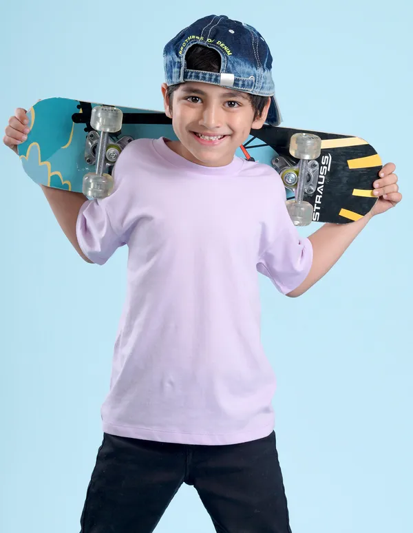 Lilac_Solid_Round_Neck_Half_Sleeves_Oversized_T-Shirt_For_Boys