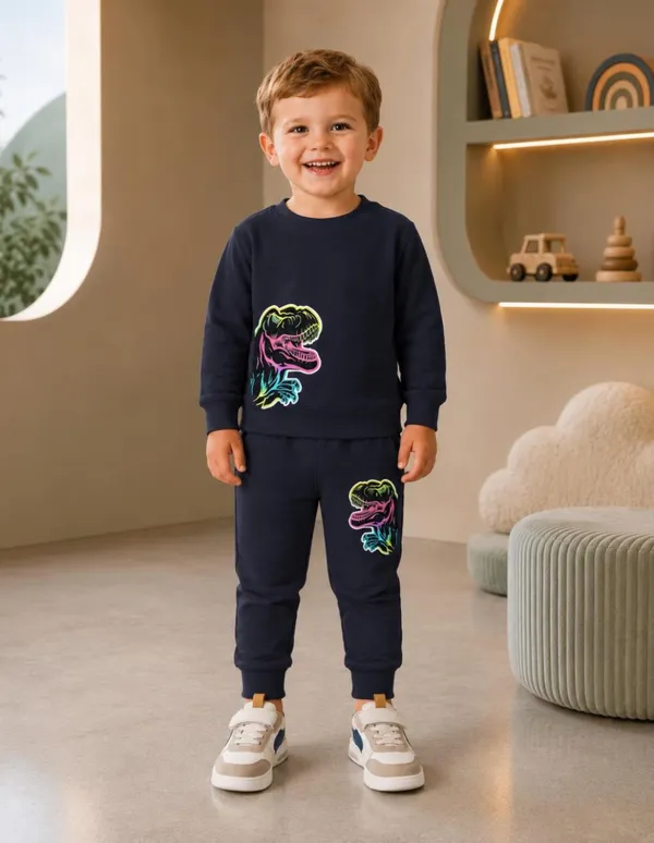 NUSYL_Boys_Navy_Dinosaurs_Printed_Cotton_Blend_T-shirts_and_Joggers_|_Boys's_Regular_Length_T-shirts_and_Regular_Jogger