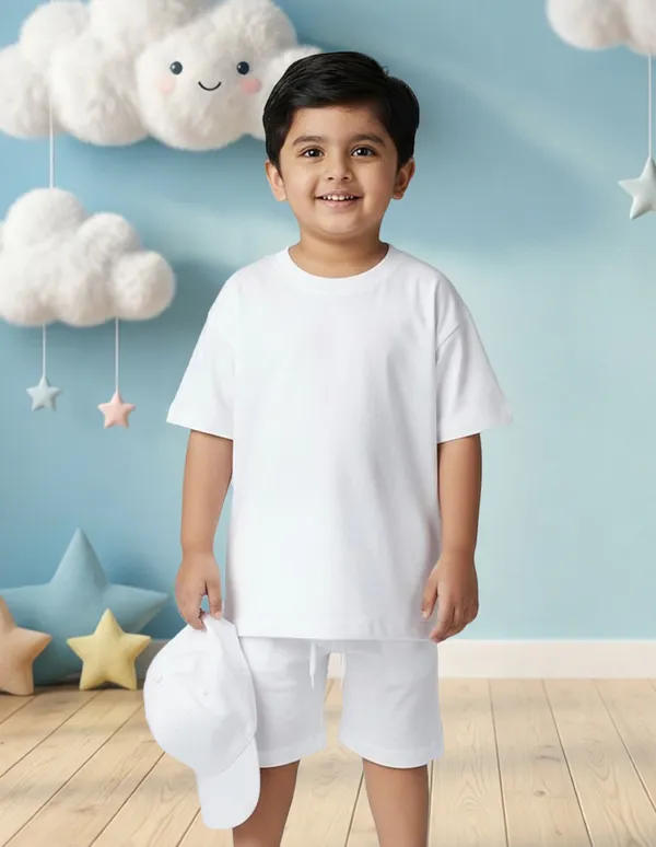 Nusyl_Boys_White_Solid_Cotton_Blend_Relaxed_T_Shirts_And_Shorts_With_Side_Pockets_Oversized_Length_T_Shirts_And_Shorts_Knee_Length