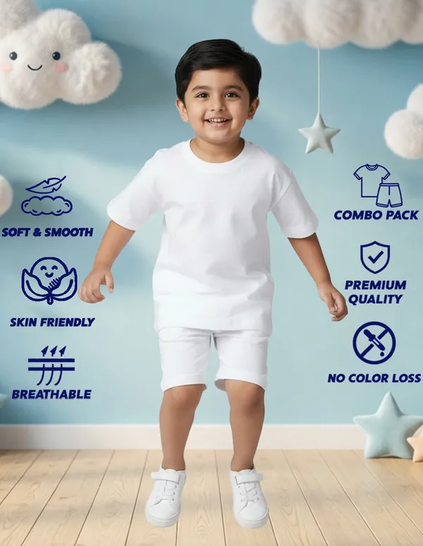 Nusyl_Boys_White_Solid_Cotton_Blend_Relaxed_T_Shirts_And_Shorts_With_Side_Pockets_Oversized_Length_T_Shirts_And_Shorts_Knee_Length