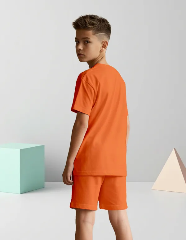 Nusyl_Boys_Orange_Speed_Text_Printed_&_88_Text_Printed_Cotton_Blend_Relaxed_T_Shirts_And_Shorts_With_Side_Pockets_Oversized_Length_T_Shirts_And_Shorts_Knee_Length