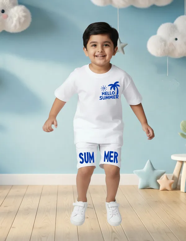 Nusyl_Boys_White_Hello_Summer_Text_Printed_Cotton_Blend_Relaxed_T_Shirts_And_Shorts_With_Side_Pockets_Oversized_Length_T_Shirts_And_Shorts_Knee_Length