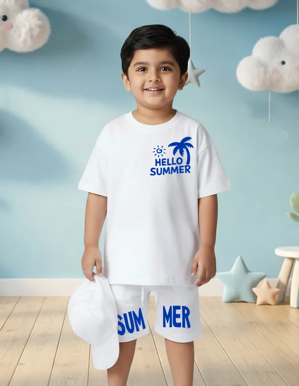 Nusyl_Boys_White_Hello_Summer_Text_Printed_Cotton_Blend_Relaxed_T_Shirts_And_Shorts_With_Side_Pockets_Oversized_Length_T_Shirts_And_Shorts_Knee_Length
