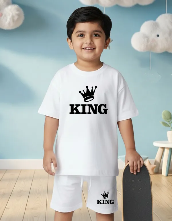 Nusyl_Boys_White_King_Text_Printed_Cotton_Blend_Relaxed_T_Shirts_And_Shorts_With_Side_Pockets_Oversized_Length_T_Shirts_And_Shorts_Knee_Length