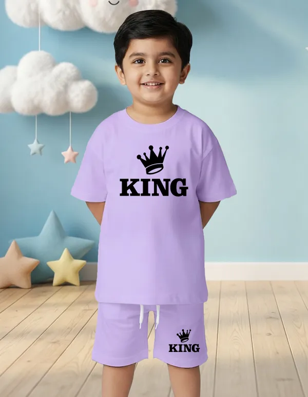 Nusyl_Boys_Lilac_King_Text_Printed_Cotton_Blend_Relaxed_T_Shirts_And_Shorts_With_Side_Pockets_Oversized_Length_T_Shirts_And_Shorts_Knee_Length