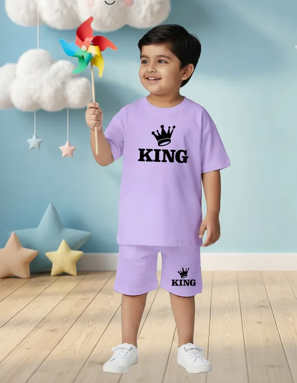 Nusyl_Boys_Lilac_King_Text_Printed_Cotton_Blend_Relaxed_T_Shirts_And_Shorts_With_Side_Pockets_Oversized_Length_T_Shirts_And_Shorts_Knee_Length