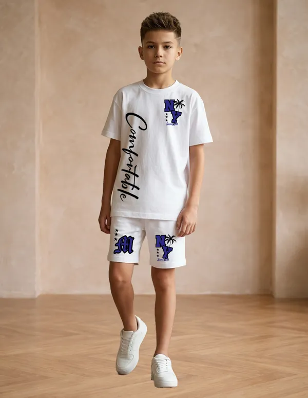 Nusyl_Boys_White_Comfortable_Text_Printed_Cotton_Blend_Relaxed_T_Shirts_And_Shorts_With_Side_Pockets_Oversized_Length_T_Shirts_And_Shorts_Knee_Length