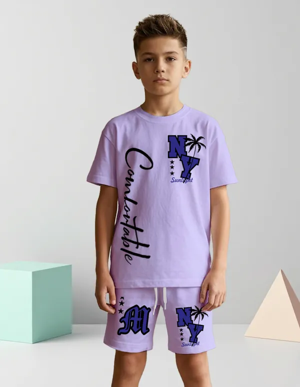 Nusyl_Boys_Lilac_Comfortable_Text_Printed_Cotton_Blend_Relaxed_T_Shirts_And_Shorts_With_Side_Pockets_Oversized_Length_T_Shirts_And_Shorts_Knee_Length