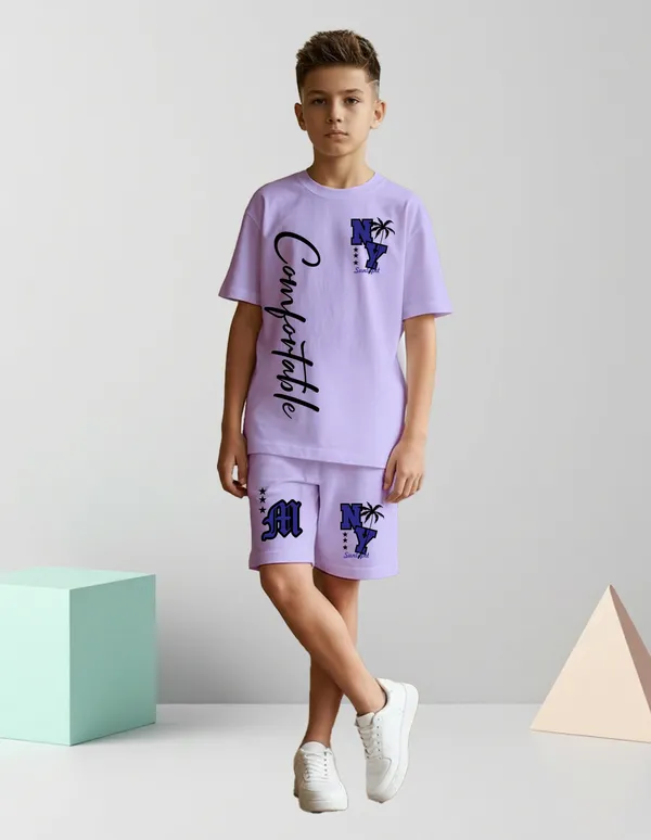 Nusyl_Boys_Lilac_Comfortable_Text_Printed_Cotton_Blend_Relaxed_T_Shirts_And_Shorts_With_Side_Pockets_Oversized_Length_T_Shirts_And_Shorts_Knee_Length