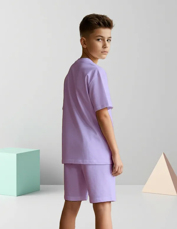 Nusyl_Boys_Lilac_Comfortable_Text_Printed_Cotton_Blend_Relaxed_T_Shirts_And_Shorts_With_Side_Pockets_Oversized_Length_T_Shirts_And_Shorts_Knee_Length