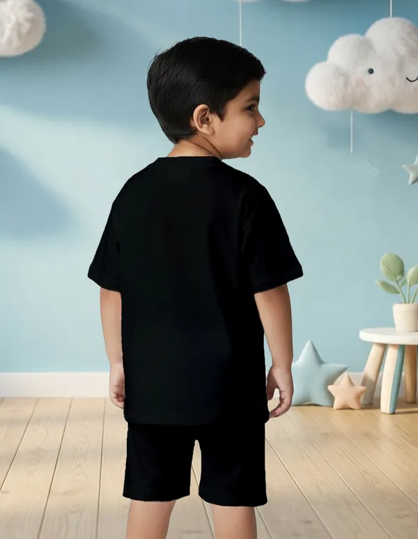 Nusyl_Boys_Black_Truck_Printed_&_Monster_Truck_Text_Printed_Cotton_Blend_Relaxed_T_Shirts_And_Shorts_With_Side_Pockets_Oversized_Length_T_Shirts_And_Shorts_Knee_Length