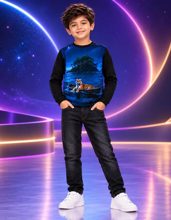 Nusyl_Boys_Pack_of_2_Black_Car_Printed_&_Tiger_Printed_Full_Sleeve_Tshirts