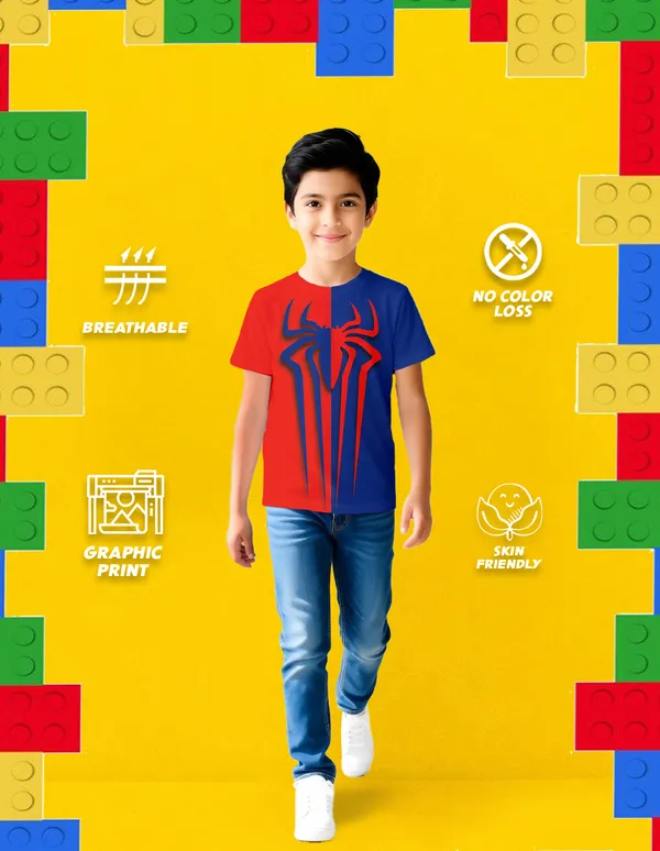 Nusyl_Boy_White_Spider_Printed_&_Level_Up_Text_Printed_Half_Sleeves_Pack_Of_2_T_Shirts_Soft_&_Comfortable_Half_Sleeve_T_Shirts_Cozy_Summer_Wear_For_Kids_&_Teen_Boys