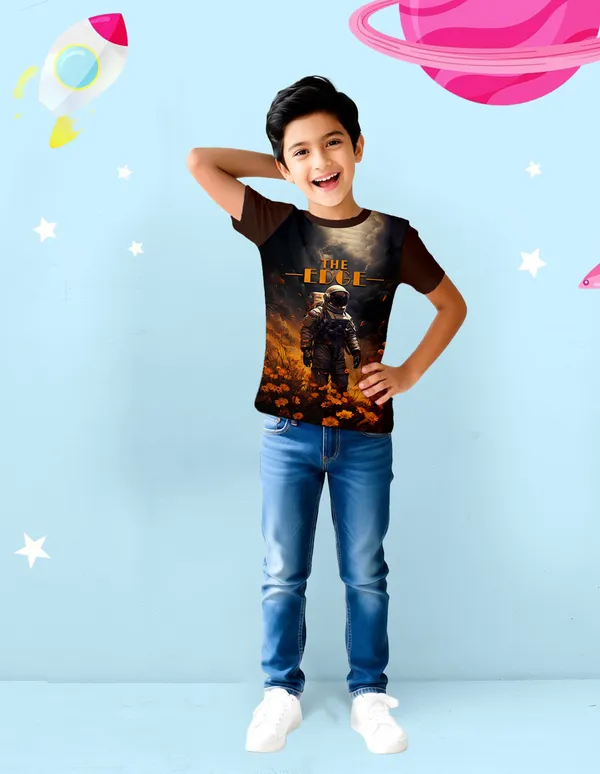 Nusyl_Boy_Black_&_Brown_The_Edge_Text_Printed_&_Astronaut_Printed_&_Anime_Character_Printed_Half_Sleeves_Pack_Of_2_T_Shirts_Soft_&_Comfortable_Half_Sleeve_T_Shirts_Cozy_Summer_Wear_For_Kids_&_Teen_Boys