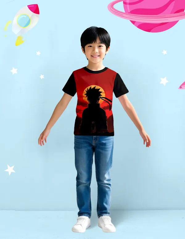 Nusyl_Boy_Black_&_Brown_The_Edge_Text_Printed_&_Astronaut_Printed_&_Anime_Character_Printed_Half_Sleeves_Pack_Of_2_T_Shirts_Soft_&_Comfortable_Half_Sleeve_T_Shirts_Cozy_Summer_Wear_For_Kids_&_Teen_Boys
