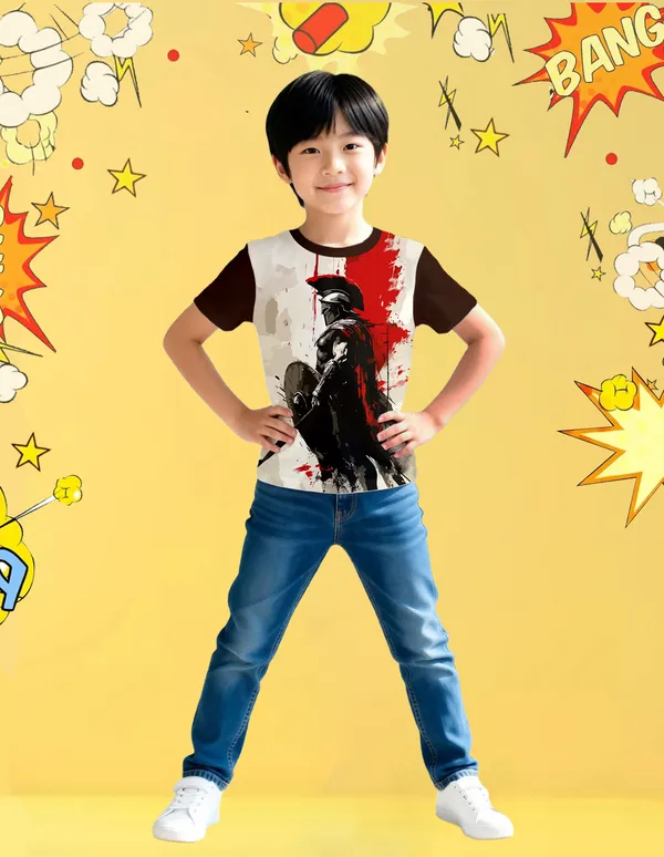 Nusyl_Boy_Red_&_Brown_Hope_Text_Printed_&_Anime_Character_Printed_&_Knight_Printed_Half_Sleeves_Pack_Of_2_T_Shirts_Soft_&_Comfortable_Half_Sleeve_T_Shirts_Cozy_Summer_Wear_For_Kids_&_Teen_Boys