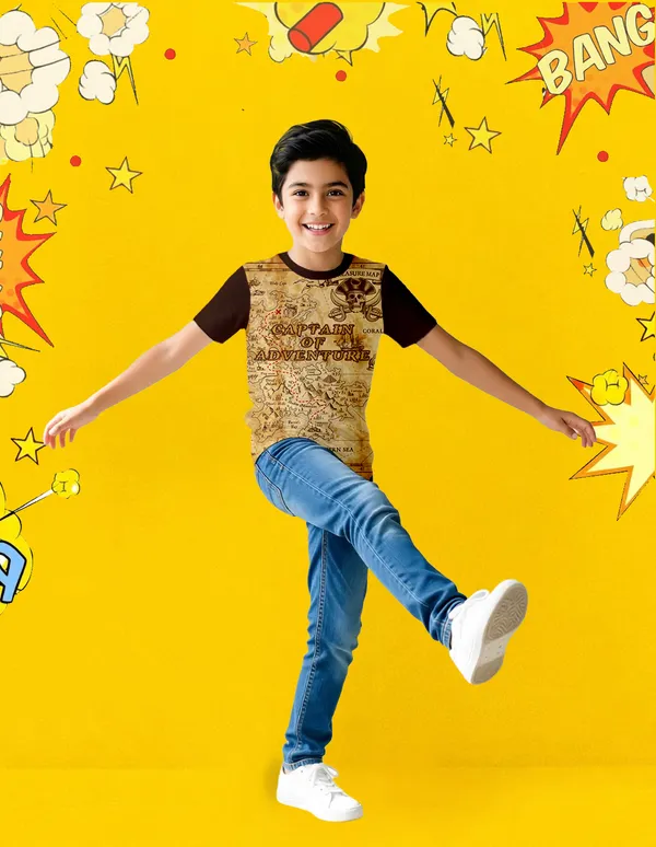 Nusyl_Boy_Brown_Captain_Of_Adventure_Text_Printed_&_Galaxy_Text_Printed_&_Astronaut_Printed_Half_Sleeves_Pack_Of_2_T_Shirts_Soft_&_Comfortable_Half_Sleeve_T_Shirts_Cozy_Summer_Wear_For_Kids_&_Teen_Boys