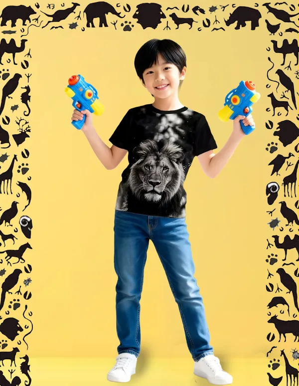 Nusyl_Boy_Black_Lion_Printed_&_Eagle_Printed_&_Fly_High_Text_Printed_Half_Sleeves_Pack_Of_2_T_Shirts_Soft_&_Comfortable_Half_Sleeve_T_Shirts_Cozy_Summer_Wear_For_Kids_&_Teen_Boys