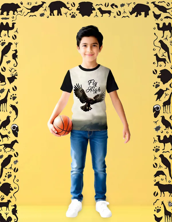 Nusyl_Boy_Black_Lion_Printed_&_Eagle_Printed_&_Fly_High_Text_Printed_Half_Sleeves_Pack_Of_2_T_Shirts_Soft_&_Comfortable_Half_Sleeve_T_Shirts_Cozy_Summer_Wear_For_Kids_&_Teen_Boys