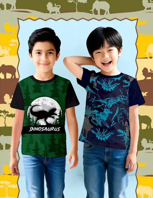 Nusyl_Boy_Black_&_Navy_Dinosaur_Printed_&_Dinosaurus_Text_Printed_Half_Sleeves_Pack_Of_2_T_Shirts_Soft_&_Comfortable_Half_Sleeve_T_Shirts_Cozy_Summer_Wear_For_Kids_&_Teen_Boys
