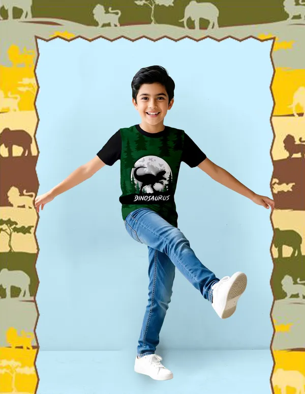 Nusyl_Boy_Black_&_Navy_Dinosaur_Printed_&_Dinosaurus_Text_Printed_Half_Sleeves_Pack_Of_2_T_Shirts_Soft_&_Comfortable_Half_Sleeve_T_Shirts_Cozy_Summer_Wear_For_Kids_&_Teen_Boys