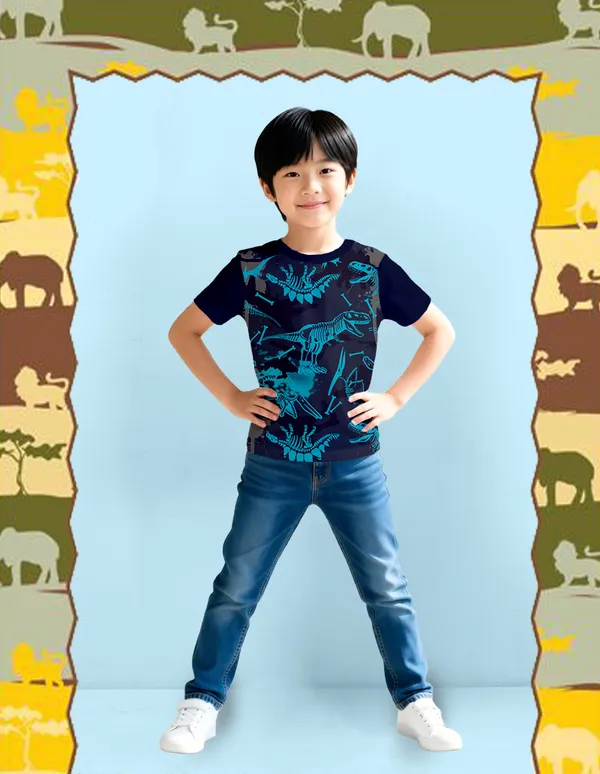 Nusyl_Boy_Black_&_Navy_Dinosaur_Printed_&_Dinosaurus_Text_Printed_Half_Sleeves_Pack_Of_2_T_Shirts_Soft_&_Comfortable_Half_Sleeve_T_Shirts_Cozy_Summer_Wear_For_Kids_&_Teen_Boys
