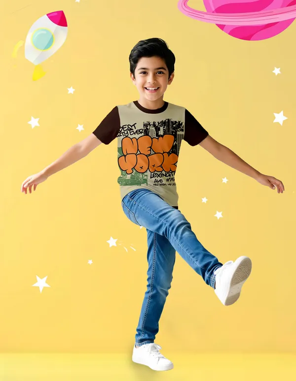Nusyl_Boy_Brown_New_York_Text_Printed_&_Space_Station_Text_Printed_Half_Sleeves_Pack_Of_2_T_Shirts_Soft_&_Comfortable_Half_Sleeve_T_Shirts_Cozy_Summer_Wear_For_Kids_&_Teen_Boys