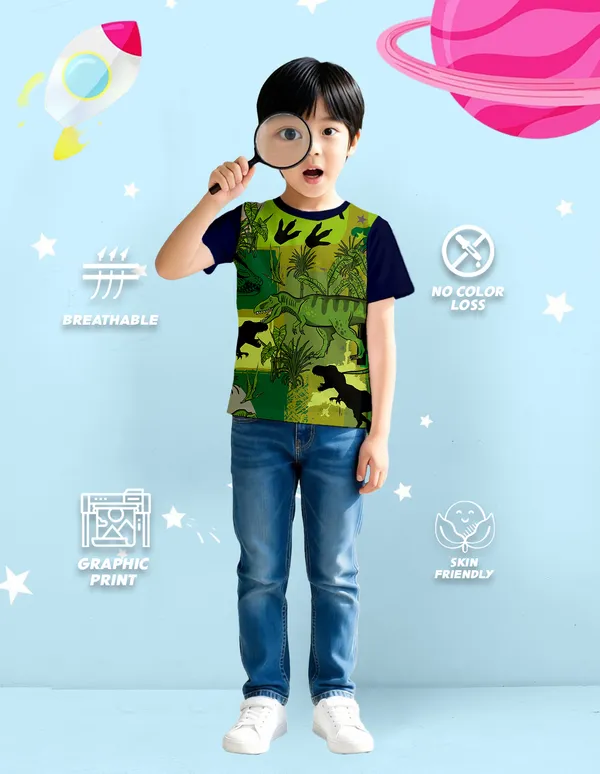Nusyl_Boy_Black_&_Navy_Dinosaur_Printed_&_They'Re_Here_Text_Printed_Half_Sleeves_Pack_Of_2_T_Shirts_Soft_&_Comfortable_Half_Sleeve_T_Shirts_Cozy_Summer_Wear_For_Kids_&_Teen_Boys