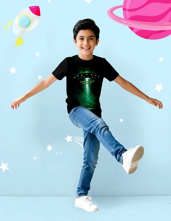 Nusyl_Boy_Black_&_Navy_Dinosaur_Printed_&_They'Re_Here_Text_Printed_Half_Sleeves_Pack_Of_2_T_Shirts_Soft_&_Comfortable_Half_Sleeve_T_Shirts_Cozy_Summer_Wear_For_Kids_&_Teen_Boys