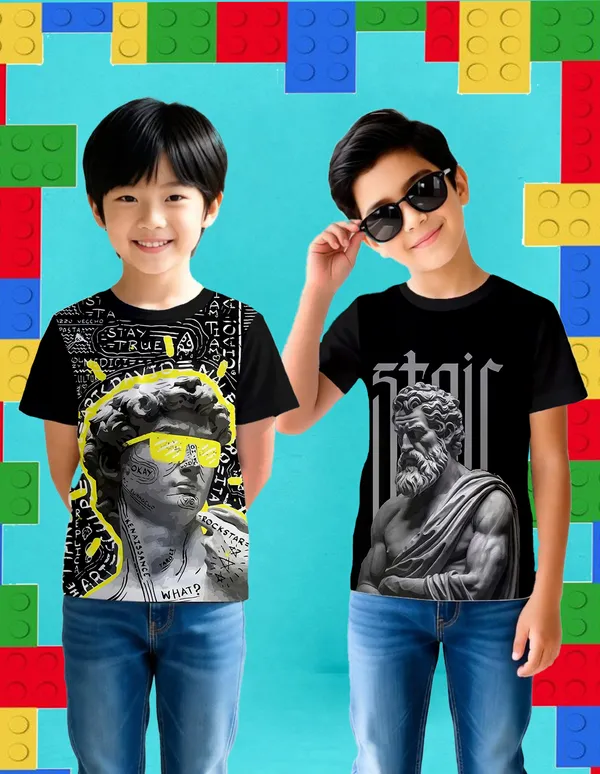 Nusyl_Boy_Black_Stay_True_Text_Printed_&_Ancient_Characters_Printed_Half_Sleeves_Pack_Of_2_T_Shirts_Soft_&_Comfortable_Half_Sleeve_T_Shirts_Cozy_Summer_Wear_For_Kids_&_Teen_Boys