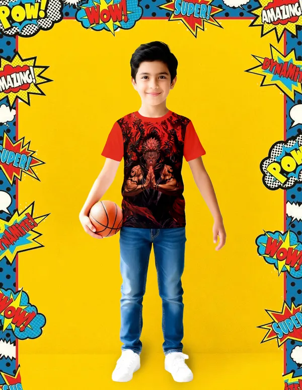 Nusyl_Boy_Red_&_Brown_Anime_Character_Printed_Half_Sleeves_Pack_Of_2_T_Shirts_Soft_&_Comfortable_Half_Sleeve_T_Shirts_Cozy_Summer_Wear_For_Kids_&_Teen_Boys