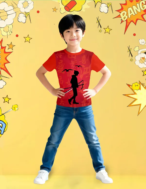 Nusyl_Boy_Red_&_Brown_Car_Printed_&_Sword_Man_Printed_Half_Sleeves_Pack_Of_2_T_Shirts_Soft_&_Comfortable_Half_Sleeve_T_Shirts_Cozy_Summer_Wear_For_Kids_&_Teen_Boys