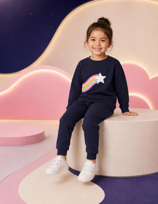 NUSYL_Girls_Navy_Star_Printed_Cotton_Blend_T-shirts_and_Joggers_|_Girls's_Regular_Length_T-shirts_and_Regular_Jogger